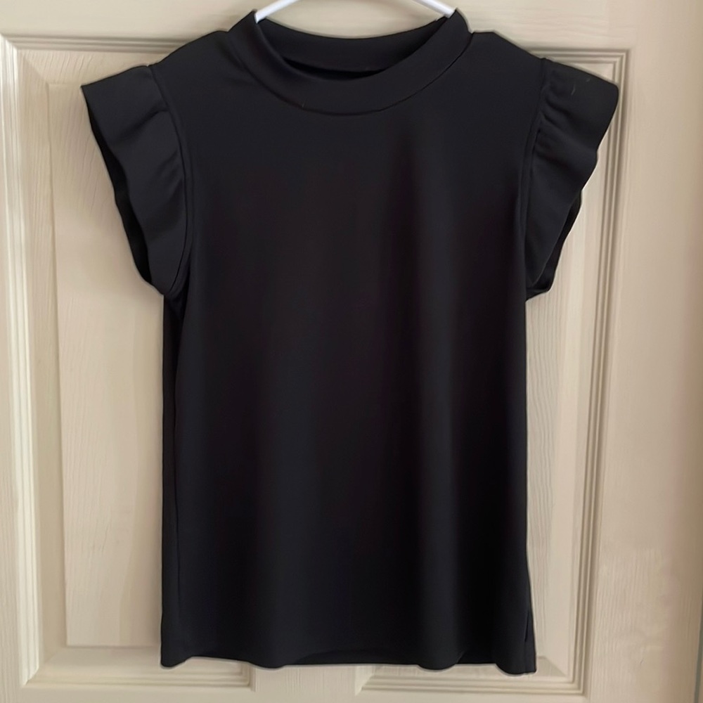 Black flutter sleeve top